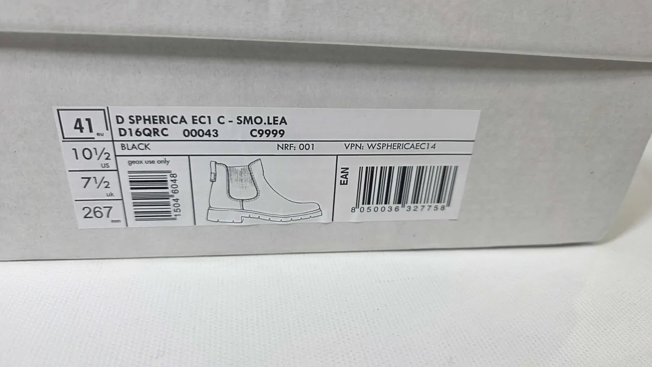 Geox - Women's Black Leather Spherica Ankle Boot Size: Uk 7.5