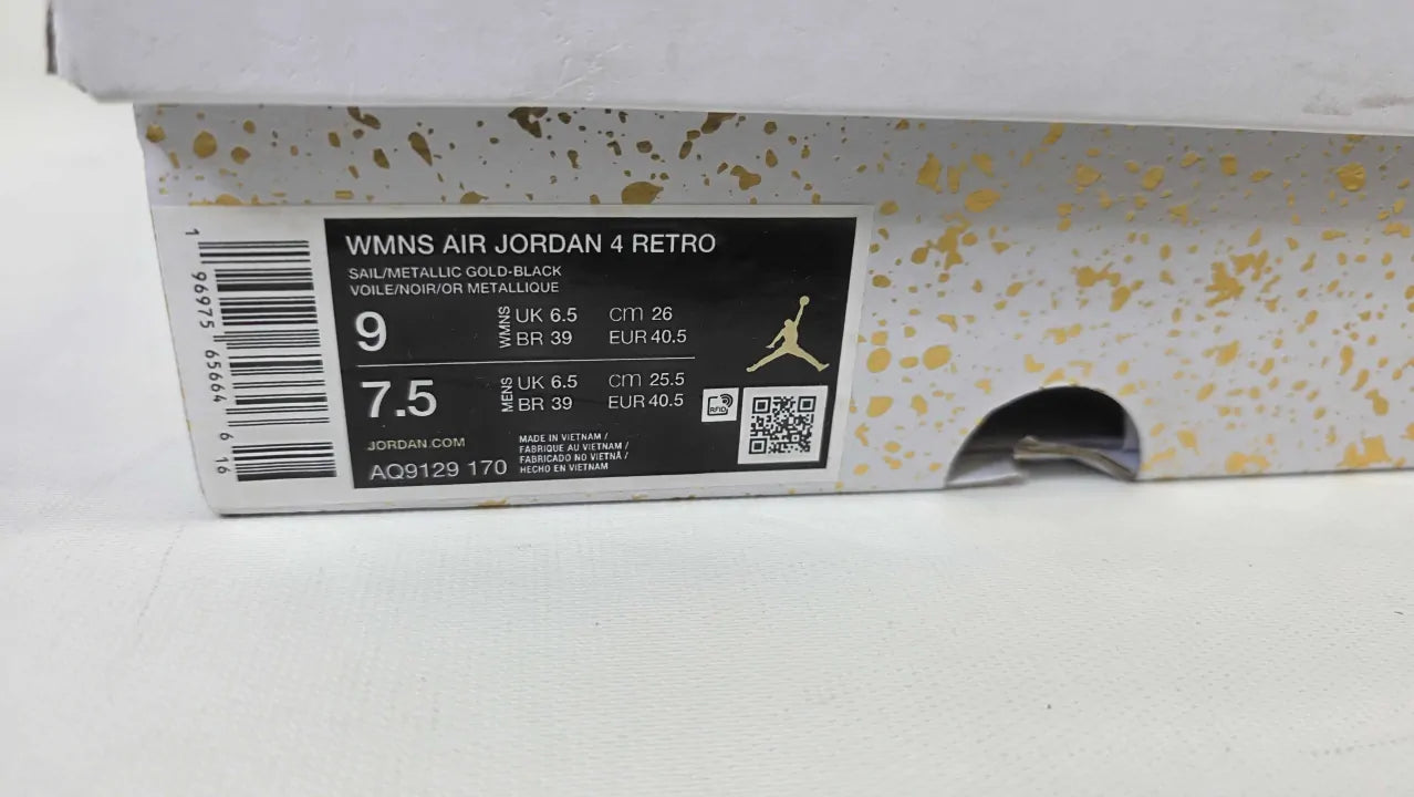 Air Jordan 4 Retro Sail Metallic Gold Size: Uk 6.5