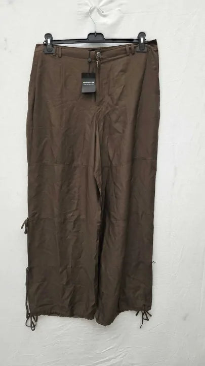 Whistles - Brown Tie Detail Silk Blend Trousers Size: Uk 14