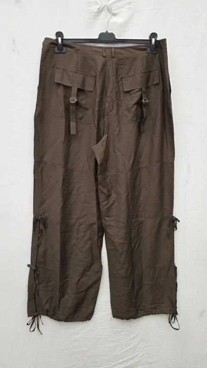 Whistles - Brown Tie Detail Silk Blend Trousers Size: Uk 14
