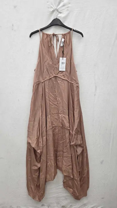 Reiss - Nude Demi-v Neck Strappy Dress Size: Uk 12