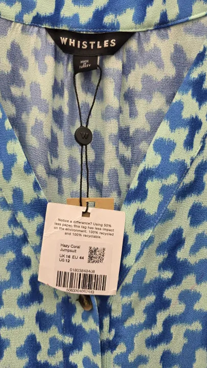 Whistles - Blue Hazy Coral Jumpsuit Size: Uk 16