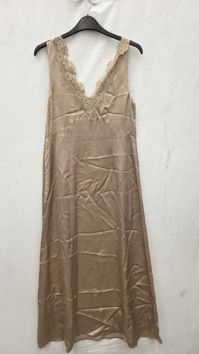 & Other Stories - Blush Slinky Lace Slip Dress Size: Uk 8