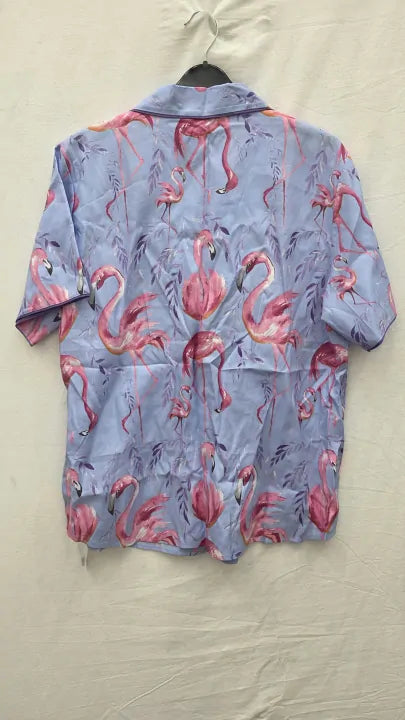 Cyberjammies - Blue Flamingo Print Pyjama Top And Short Size: Uk 12