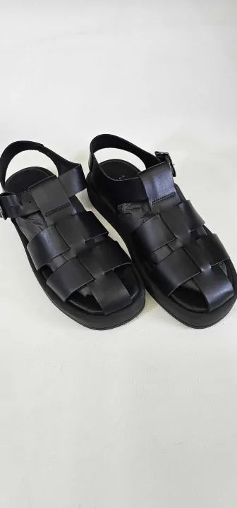Hudson - Women's Black Naomi Leather Flat Sandal - Black Size: Uk6