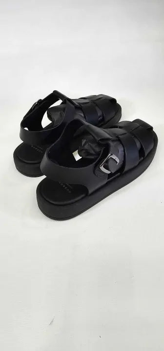 Hudson - Women's Black Naomi Leather Flat Sandal - Black Size: Uk6