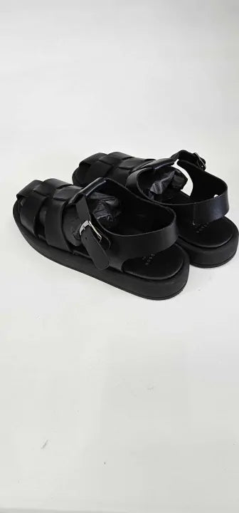 Hudson - Women's Black Naomi Leather Flat Sandal - Black Size: Uk6