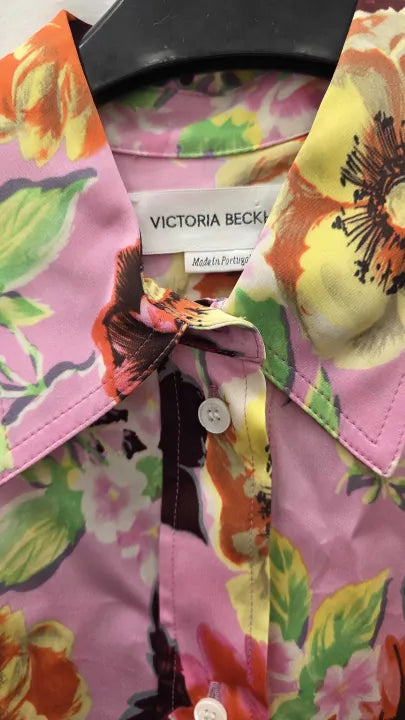 Victoria Beckham Floral Print Button Down Shirt Size: Uk 6