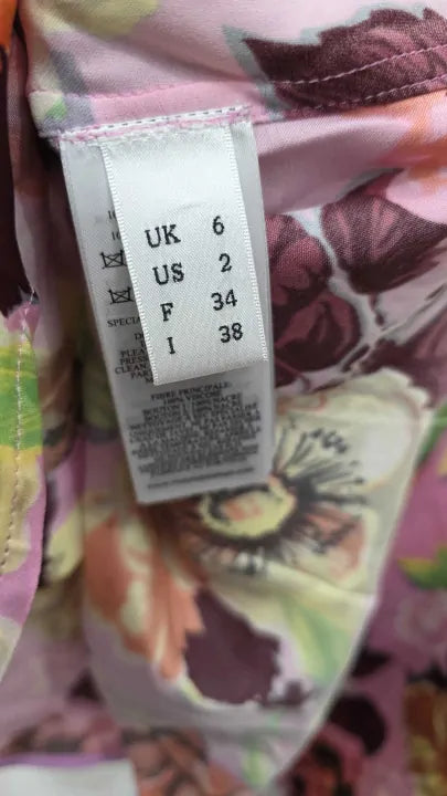 Victoria Beckham Floral Print Button Down Shirt Size: Uk 6
