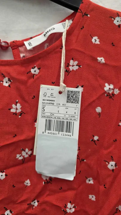 Mango Flower Print Dress Size: Small