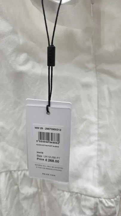 Reiss - White Petite Alice Linen Blend Dress Size: Uk 12