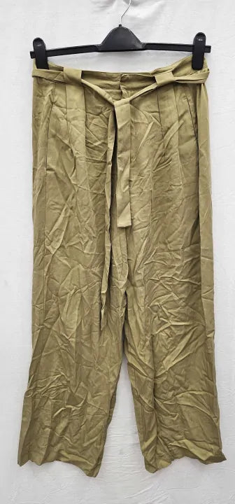 Ted Baker-270496 Khaki-12-green-yellow Jemila Wide Leg Trousers-green Size: 3
