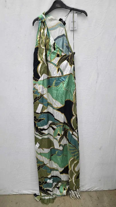 Reiss Green Tina Jungle Print Maxi Dress Size: Uk 10
