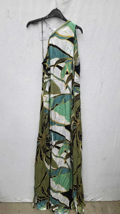 Reiss Green Tina Jungle Print Maxi Dress Size: Uk 10