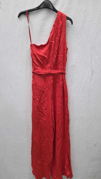 Reiss Eliza Petite Off-the-shoulder Jumpsuit In Red Size: Uk 10