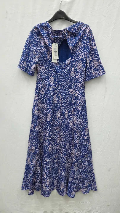 Whistles - Blue Lively Animal Print Midi Dress Size: Uk 8