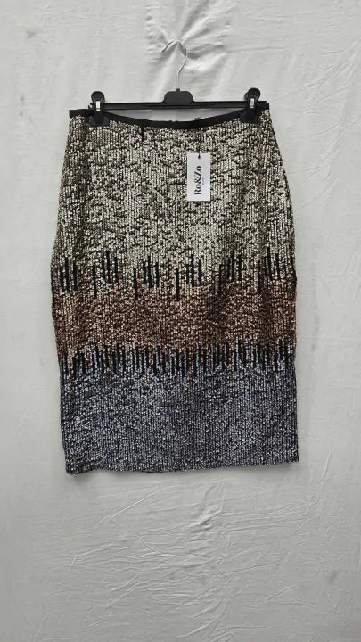 Ro & Zo Petite Sequin Ombre Skirt Size: Uk 14