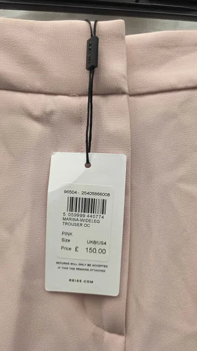 Reiss - Pink Marina Wide Leg Trousers Size: Uk 8