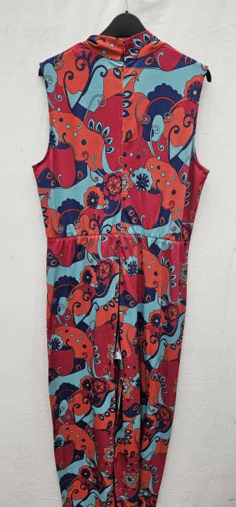 Max&co. - Orange Printed Tie Waist Jumpsuit - Multi Size: Xl
