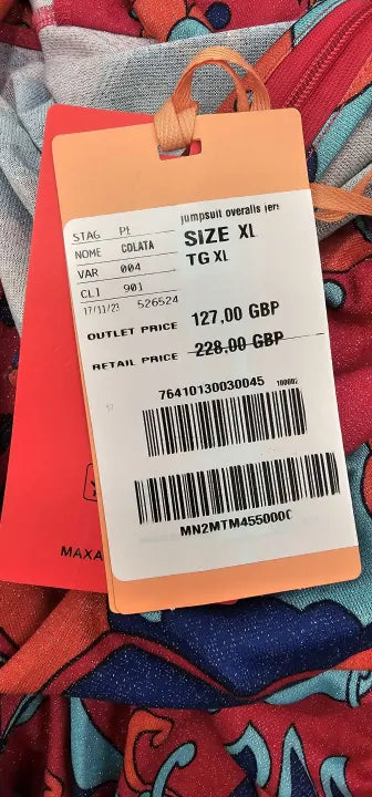 Max&co. - Orange Printed Tie Waist Jumpsuit - Multi Size: Xl