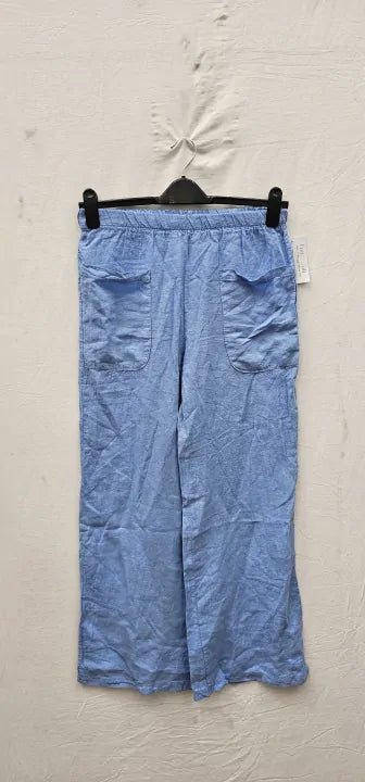 Rodier - Marine Straight Leg Linen Trousers - Blue Size: S/m
