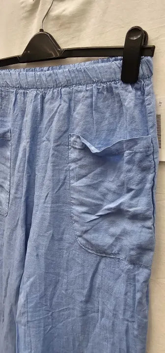 Rodier - Marine Straight Leg Linen Trousers - Blue Size: S/m