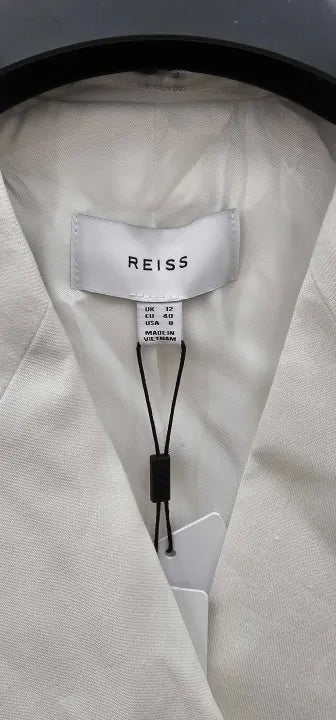 Reiss - White Hollie Linen Blend Blazer - White Size: Uk12