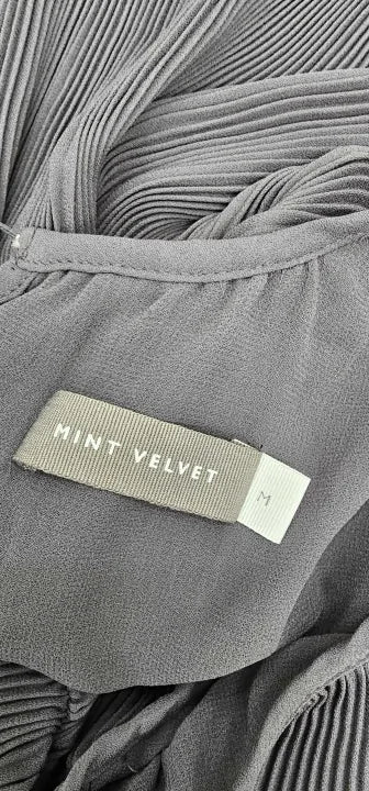 Mint Velvet-26522 Dark Grey-m-grey-dark Grey Pleated Midi Dress-grey Size: M