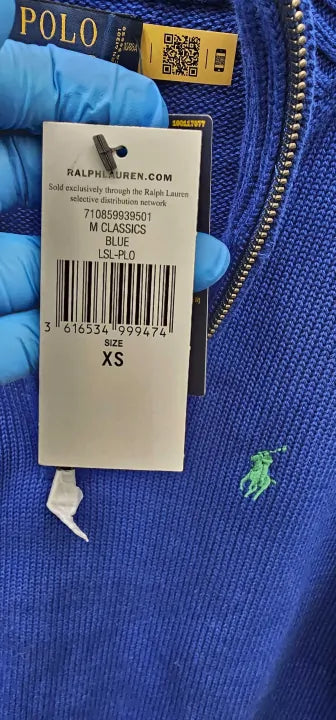 Polo Ralph Lauren-710859939501-xs-blue-blue Half Zip Cotton Jumper-blue Size: Xs