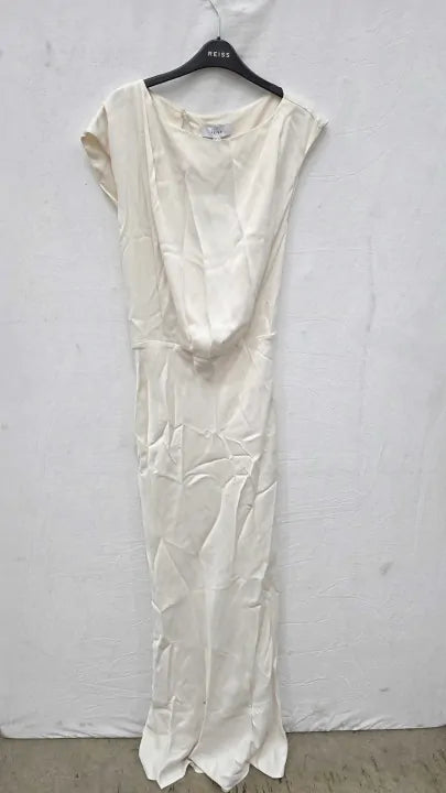 Reiss - Ecru Rupa Drape Neck Maxi Dress Size: Uk 8