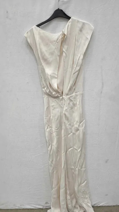 Reiss - Ecru Rupa Drape Neck Maxi Dress Size: Uk 8