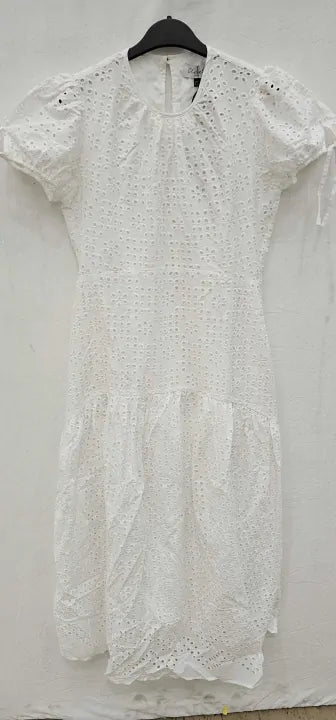 Closet-d10462_white-14-white- White A-line Embroided Midi Dress-white Size: Uk14