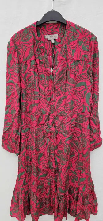 Hobbs London-0122 5969 9324L04 Magenta Green-12-green-red/green Petite Clarisse Dress-green / Pink Size: Uk12
