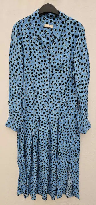 Demi Shirt Dress - Little Flowers Light Blue Size: Uk12