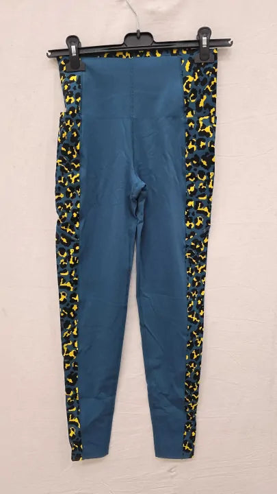 Blue Pixel Leopard Print-s-blue-pixel Leopard Print Power Ultrasculpt High Waist Workout Leggings Size: Small