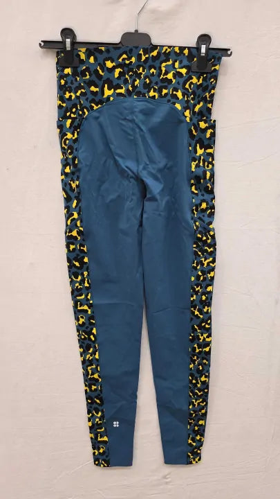 Blue Pixel Leopard Print-s-blue-pixel Leopard Print Power Ultrasculpt High Waist Workout Leggings Size: Small