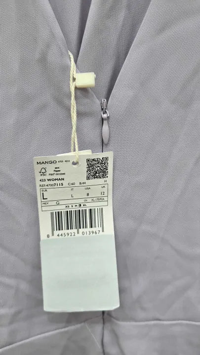 Mango Purple Draped Detail Dress Size: Large
