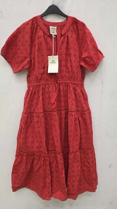 Burgs - Red Brooks Cotton Dress Size: Uk 14