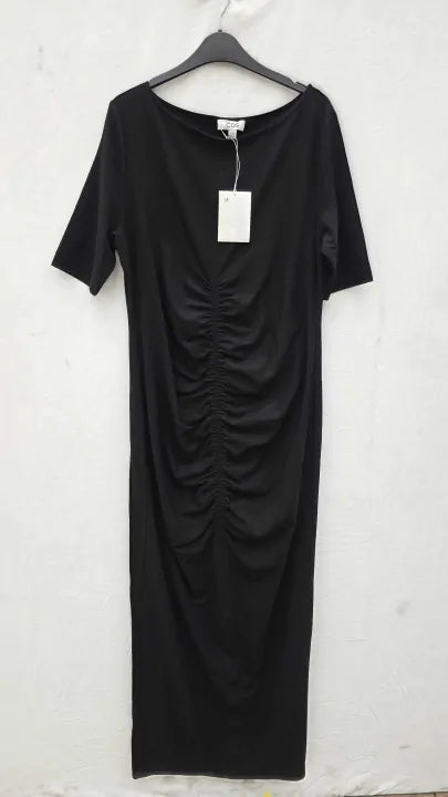 Cos - Black Porsha Ruched Dress Size: Large