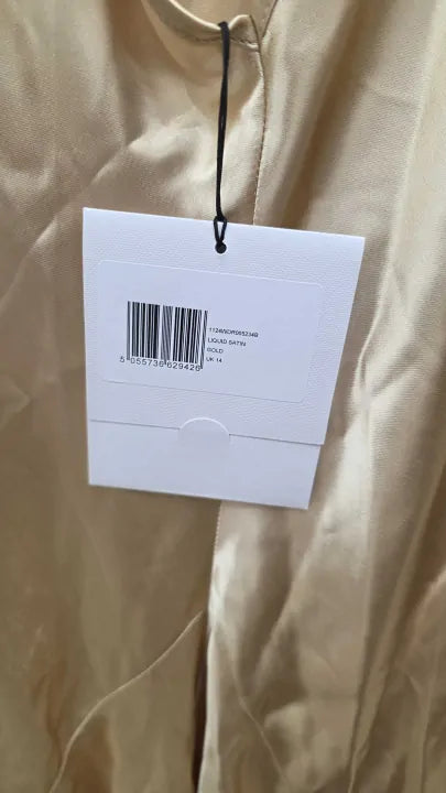 Victoria Beckham - Gold Cami Floor Gown Size: Uk14