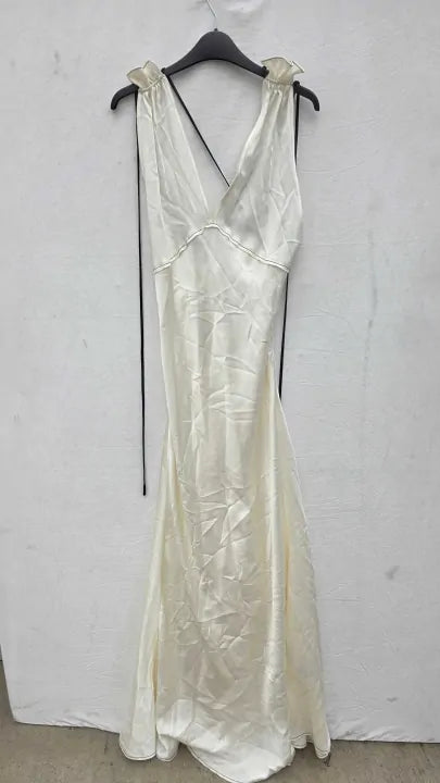 Victoria Beckham - Ivory Gathered Shoulder Cami Gown Size: Uk 8
