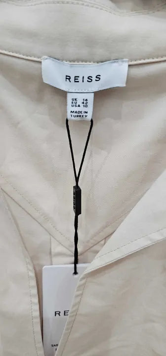 Reiss - Nude Layla Cotton Blend Shirt - Beige Size: Uk14