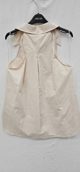 Reiss - Nude Layla Cotton Blend Shirt - Beige Size: Uk14