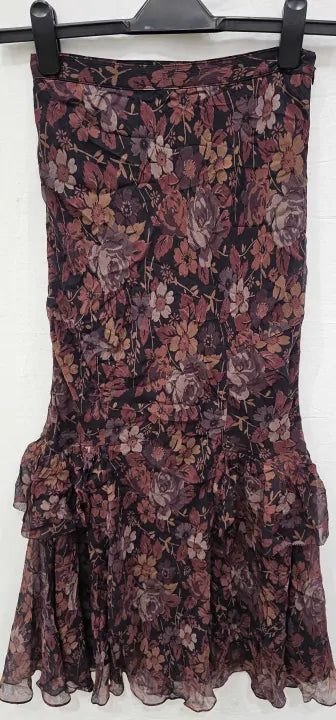 Polo Ralph Lauren Floral Flower Frill Long Skirt Size 0 Rayon New Size: 0