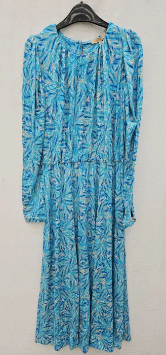 Melissa Odabash Nightingale Ab Blue Leaf Dress Size: S