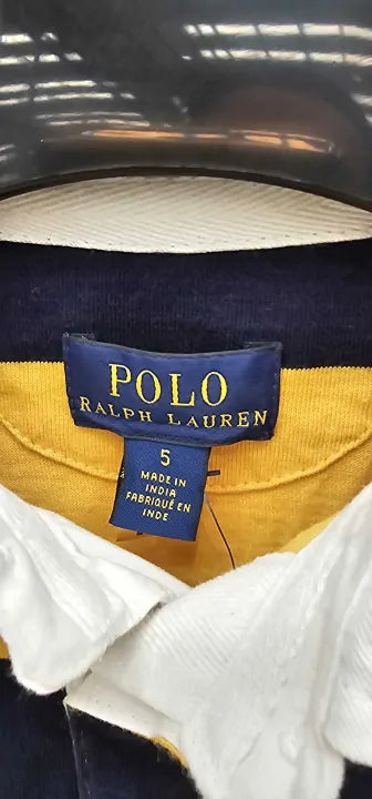 Polo Ralph Lauren-312853439001-5-blue-younger Girl's Blue Chest Logo Cotton Blend Hoodie-blue/yellow Size: 5Year