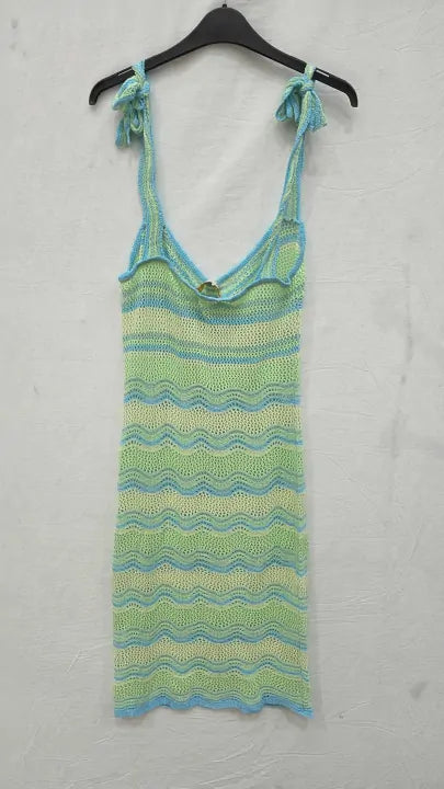 Pranella - Page Dress Aqua-lime Size: Large