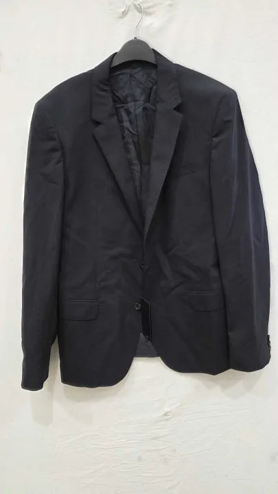 Boss - Navy Grey Hayes Wool Blend Suit Jacket Size: 44