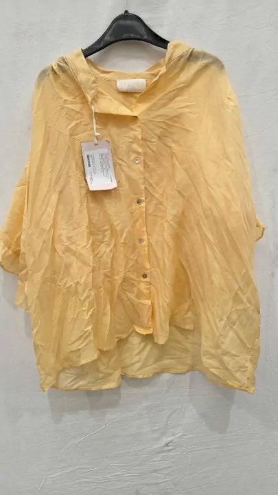 Iblues Yellow Ruffle Detail Blouse Size: Uk 8
