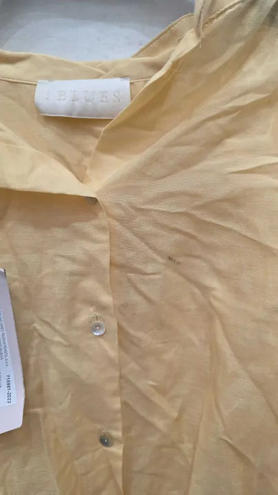 Iblues Yellow Ruffle Detail Blouse Size: Uk 8